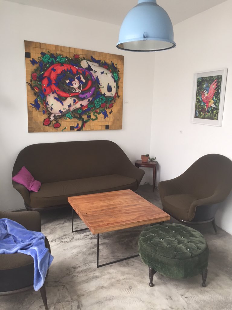 jaimeohm's tweet photo. This month, our Coworking space is beautiful. Great art, color, plants, lighting, slide. #remoteyear @residenciaCW https://t.co/7mAA0RU7Un