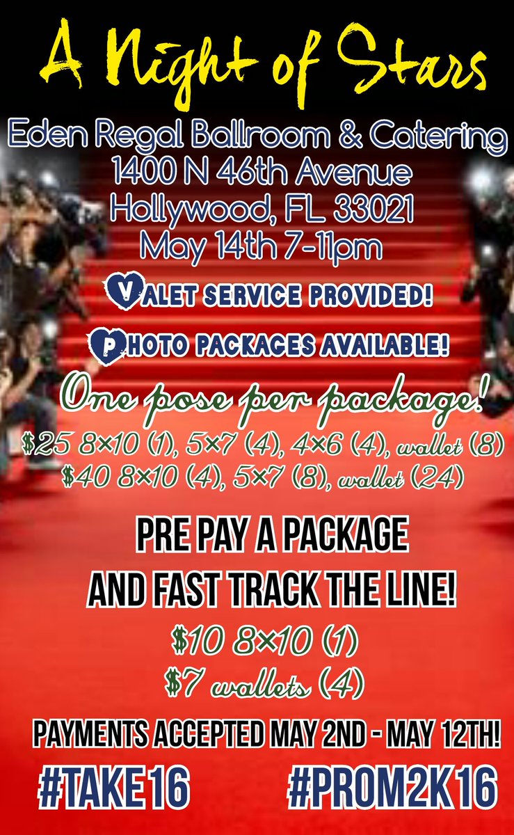 _mhs2016's tweet photo. Prom is coming..๐๐ฝ๐ฌ A Night of Stars #Take16 #OpenSeating #RedCarpet #Photographer #PhotoPackages #PhotoBooth #Valet https://t.co/0a3P1Iy9rw