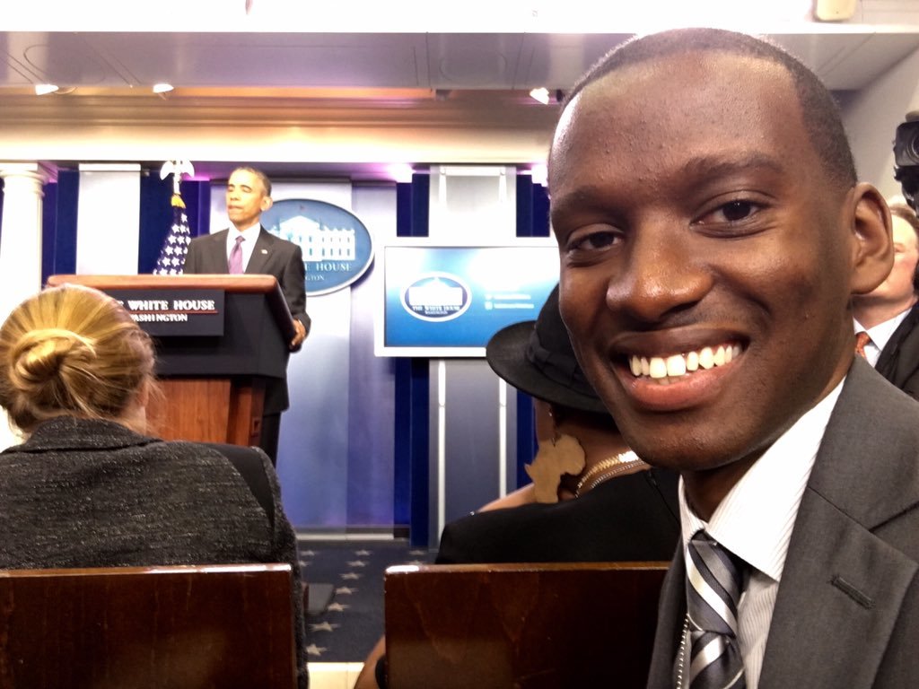 UNTAdvancement's tweet photo. #ICYMI: #UNT's @JessyDiamba visited the @WhiteHouse as a part of #CollegeReporterDay &amp; asked @POTUS &amp; @PressSec ?'s! https://t.co/nN7GDDblvF