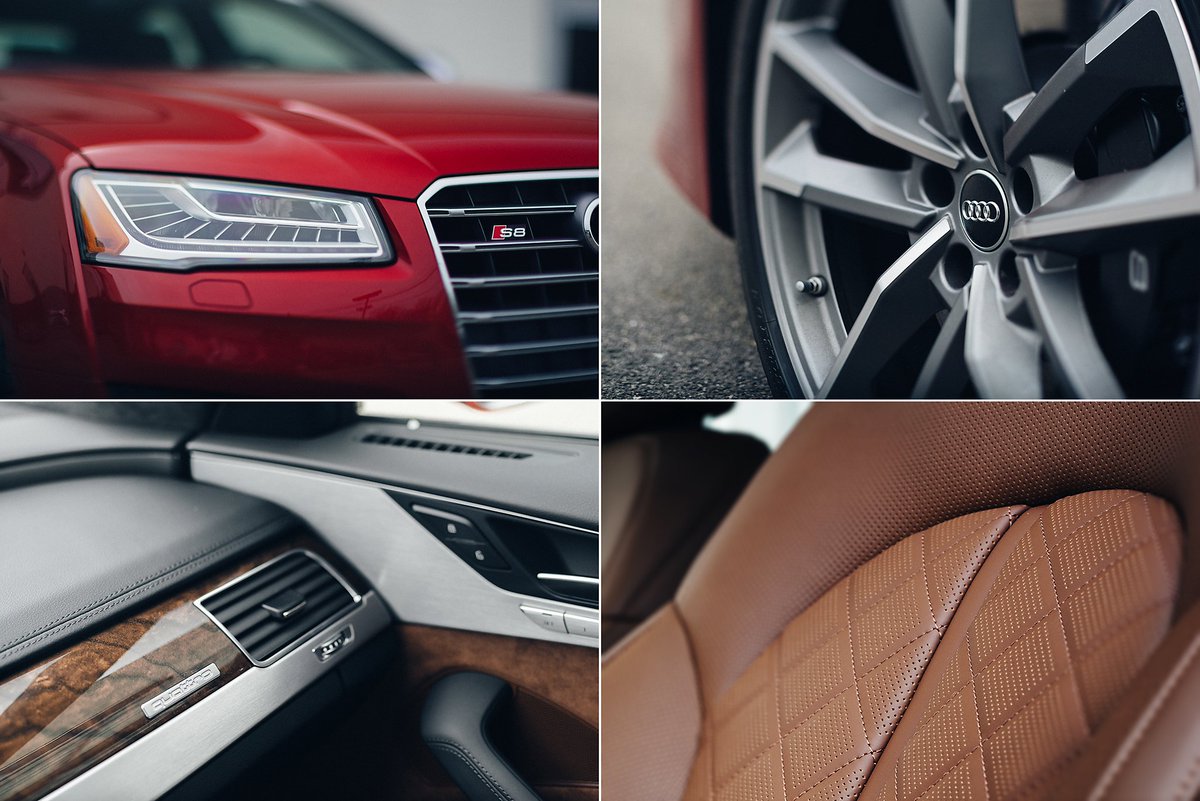 There is no = to this +         #Audi S8 Plus in Garnet Red with titanium finish wheels and Nougat Brown interior.