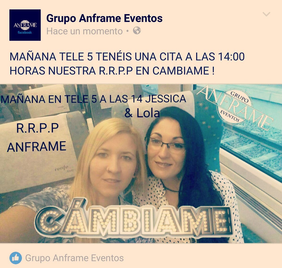 MAÑANA TELE 5 TENÉIS UNA CITA A LAS 14:00 HORAS NUESTRA R.R.P.P EN CAMBIAME !