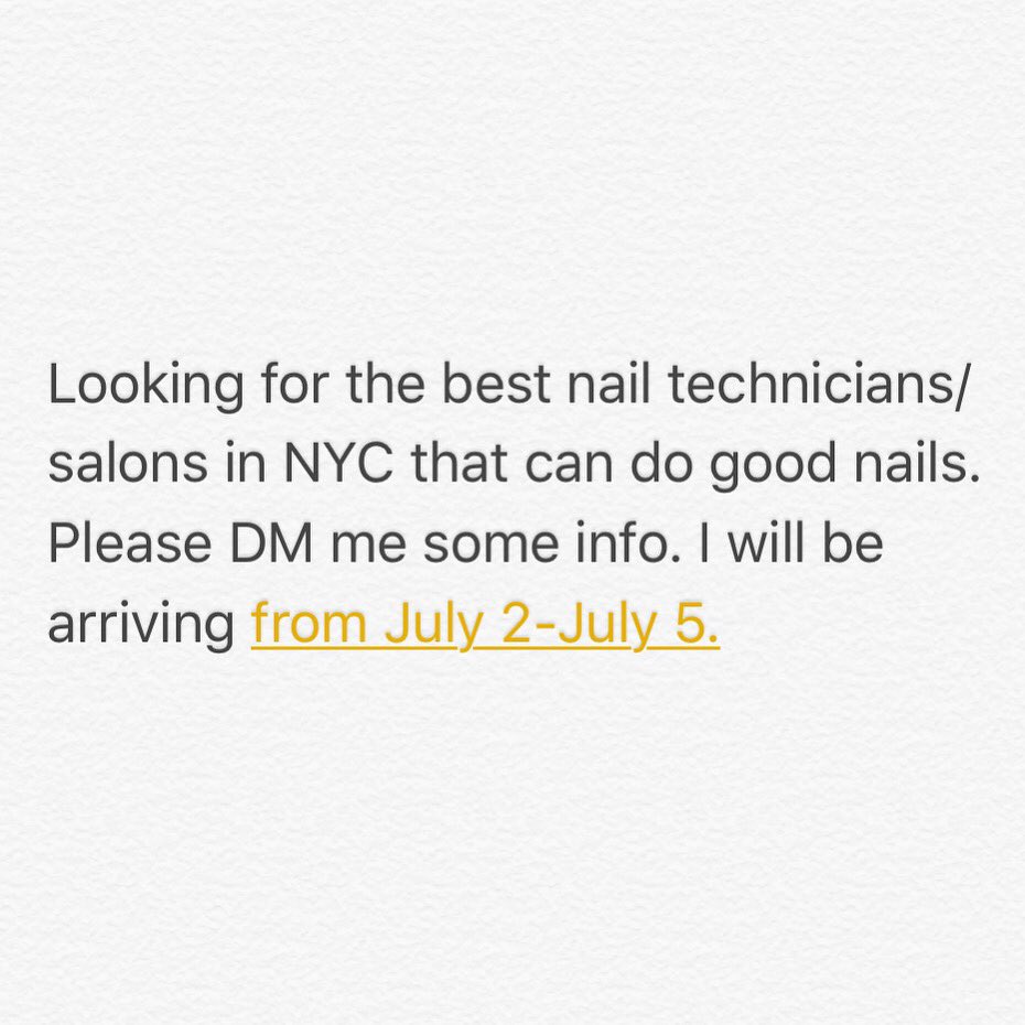 MurdaMegz's tweet photo. Will be in NYC to get my nails done in July. DM me your info. #NailTechNeeded #NailSalon #NYC #NeedToGetMyNailsDone https://t.co/t4uJEvHSCs