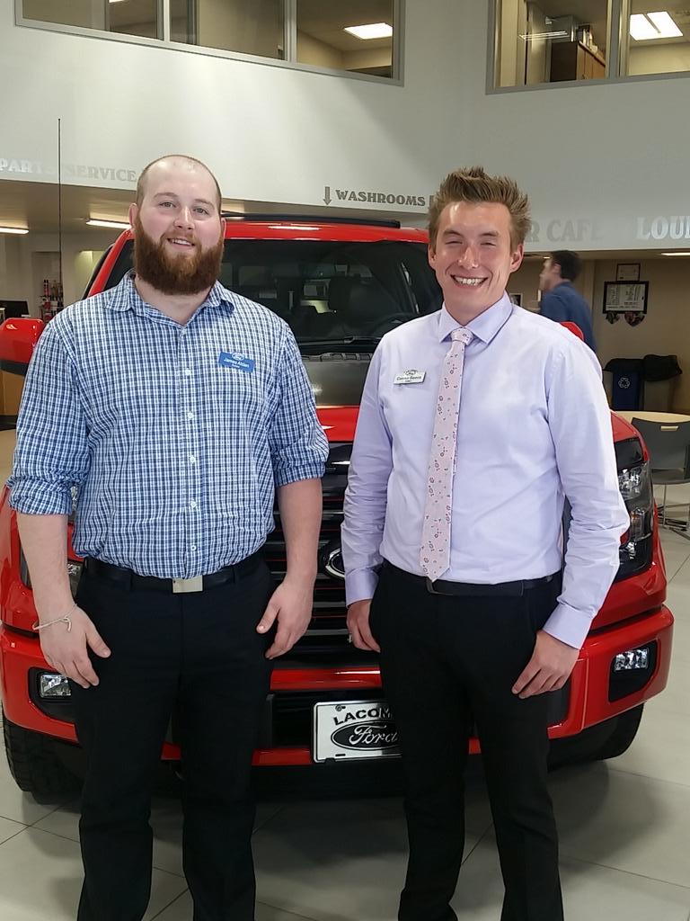 jim_tapper's tweet photo. New Salesmen @lacombeford James &amp; Conner enjoying a #2016F150 # lariat special edition #testdrive  event Saturday https://t.co/WAWmJz5Mas