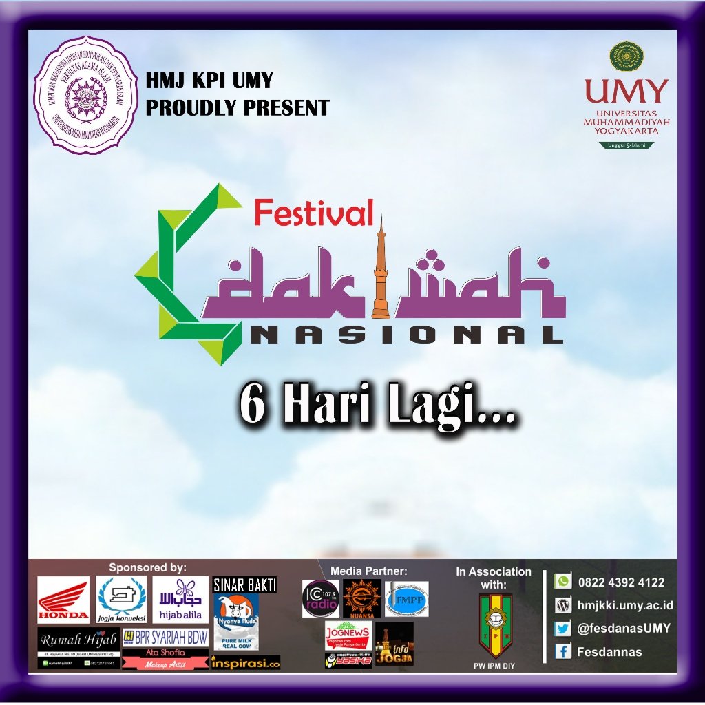 Wah...tinggal 6 hari lagi nih...yok ramaikan acara Festival dakwah nasional 2016. Di tunggu ya...