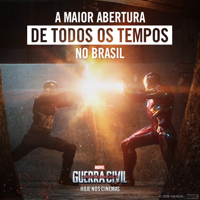 Obrigado a todos por colocar Capitão América: Guerra Civil na história do cinema no Brasil!