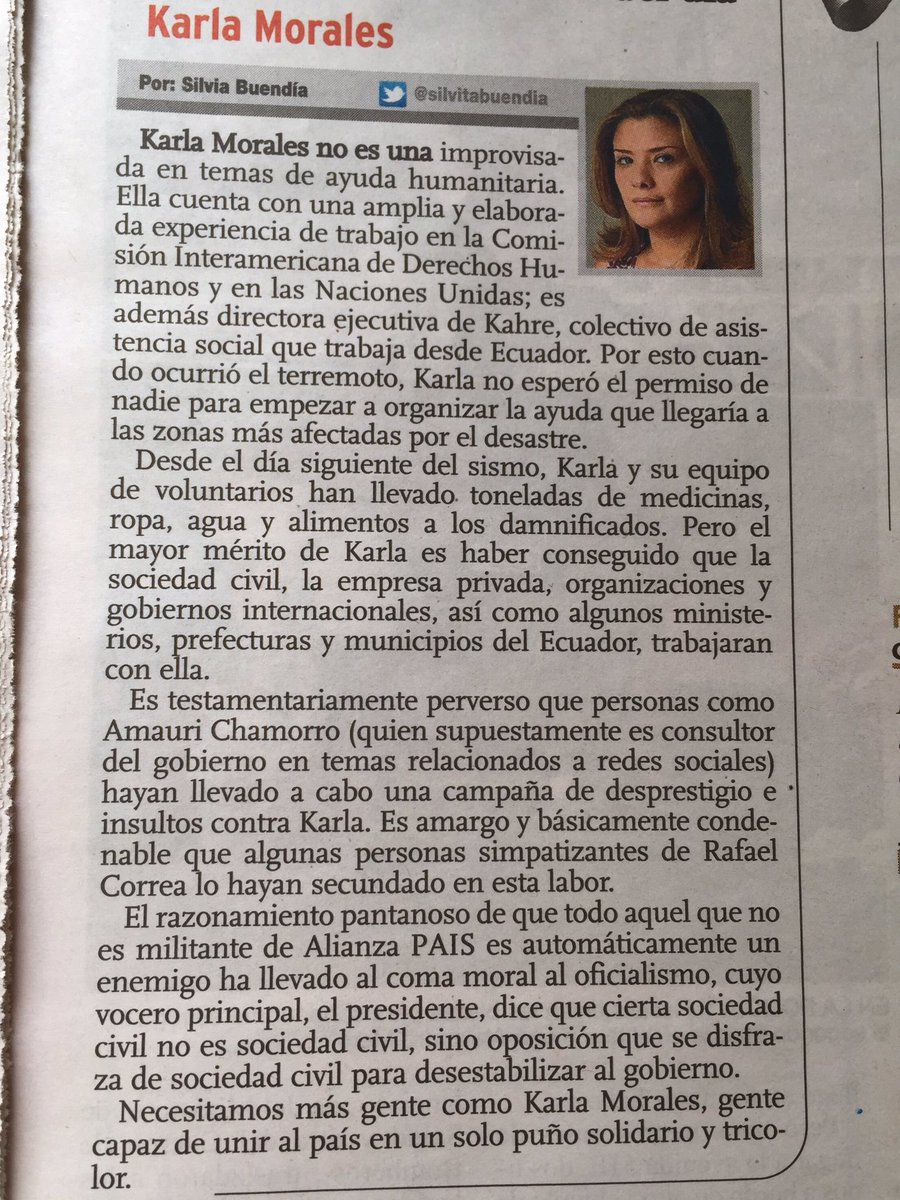 silvitabuendia's tweet photo. Necesitamos más gente como @KarlaMoralesR gente q una al país en un solo puño solidario y tricolor https://t.co/lEkasj57I5