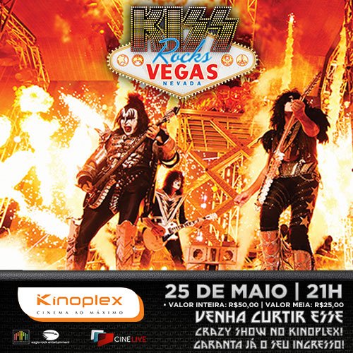 Kinoplex's tweet photo. No Kinoplex, vai ser rock n’roll all night! 
Compre agora o seu ingresso para o show do Kiss:https://t.co/Klhym9sOpH https://t.co/lGvZDu1dvB