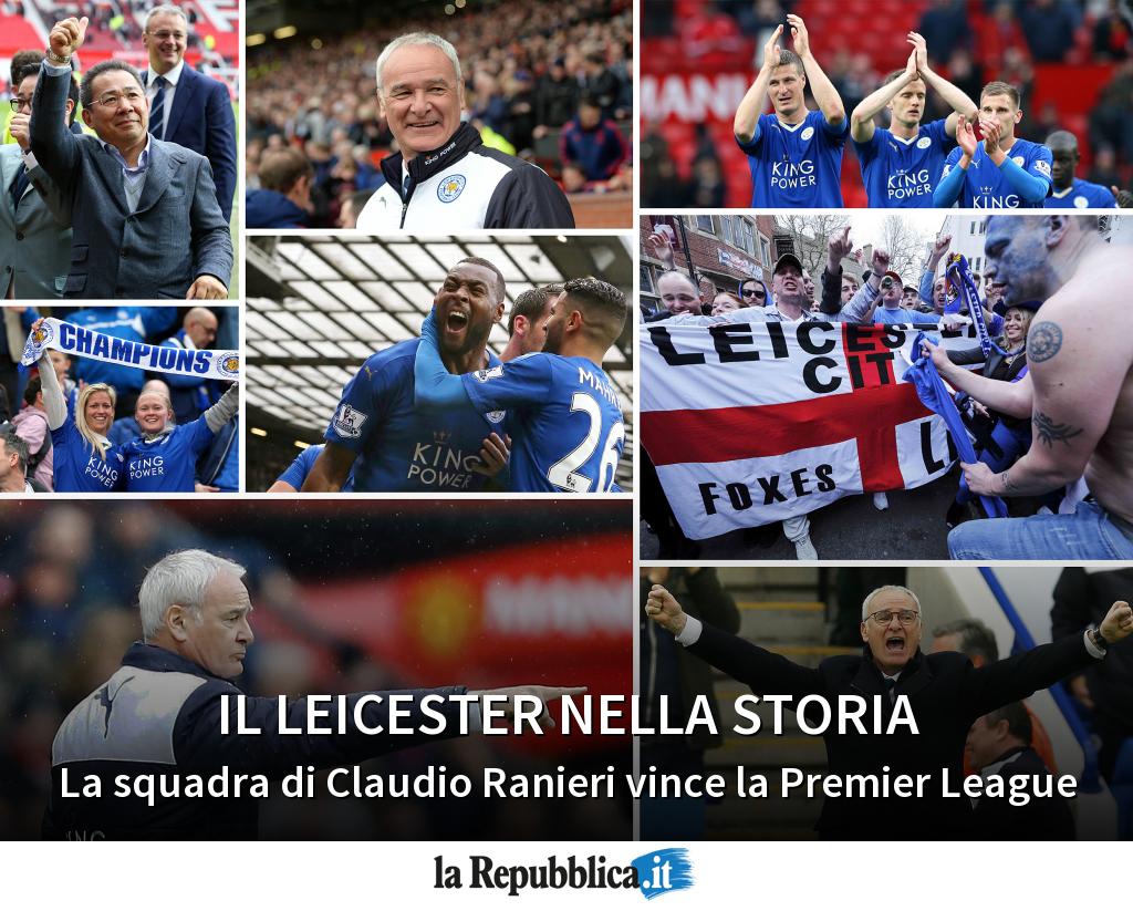 repubblica's tweet photo. Il #Leicester è nella storia: la squadra di Claudio Ranieri è campione di Inghilterra per la prima volta in 132 anni https://t.co/2tSWRMwb2K