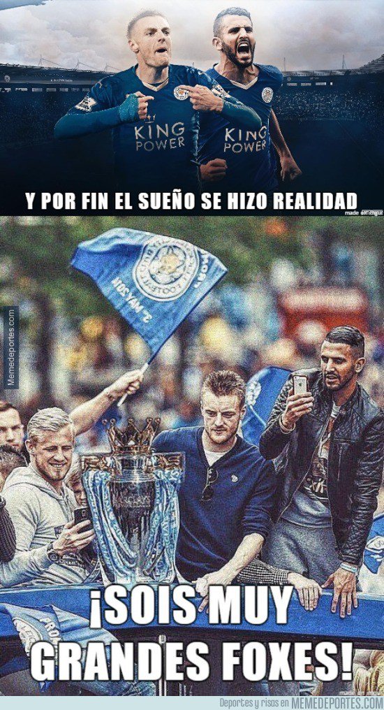 memedeportes's tweet photo. El Leicester City campeón de la Premier League, ¡Felicidades foxes!  https://t.co/9ZpAGrQb8H https://t.co/IIHuEragfK