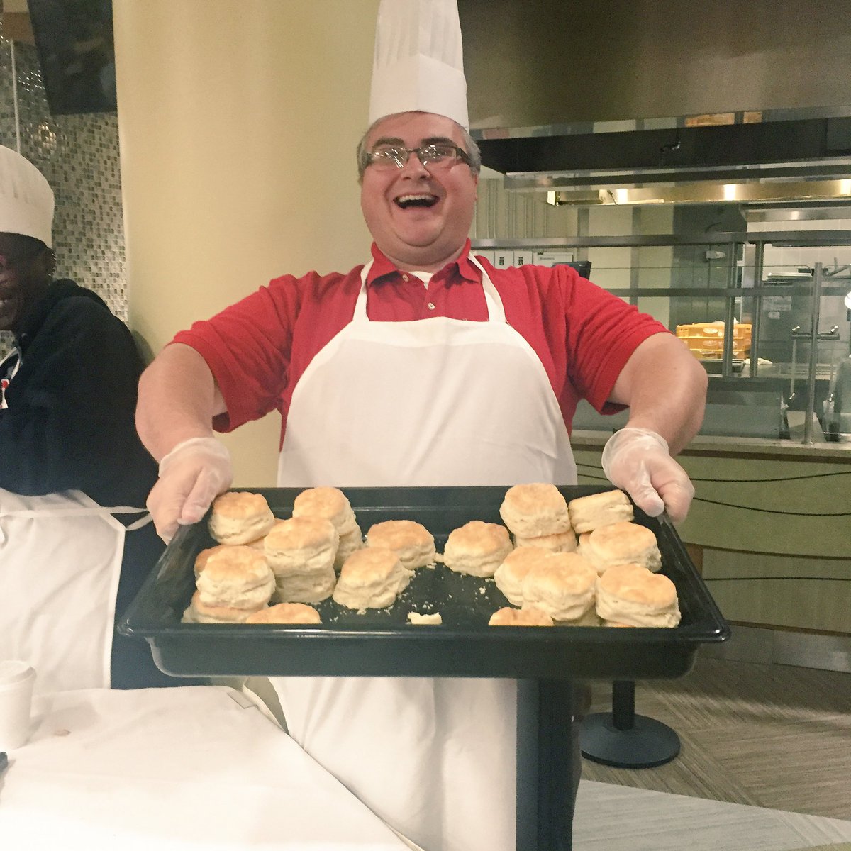 CALUIRHC's tweet photo. Our former advisor having a good time serving up #CalUWhineFree late night breakfast! https://t.co/ptGfDUtjka