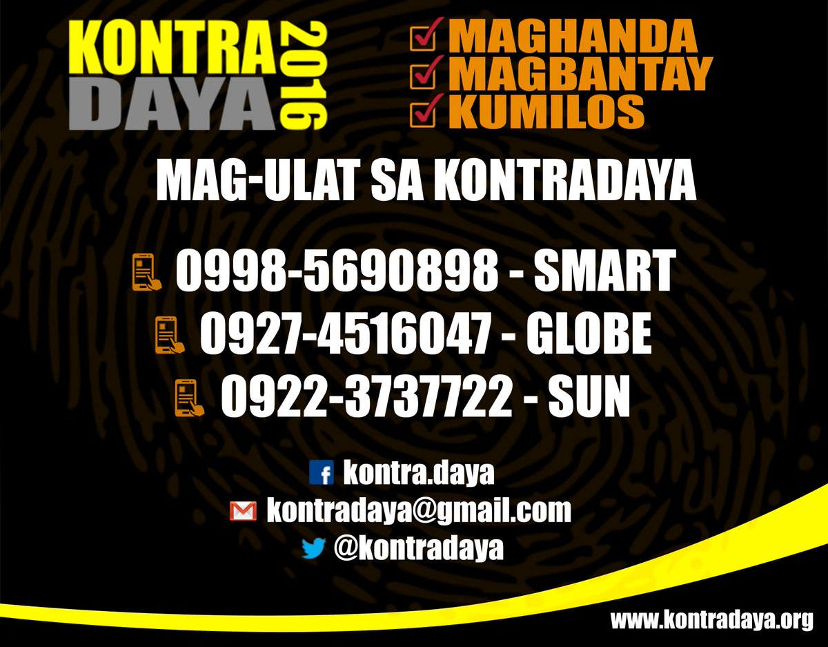 Maaari ring mag-ulat sa mga <a href="/kontradaya/">Kontra Daya</a> hotlines. #FTS #VoteReportPH