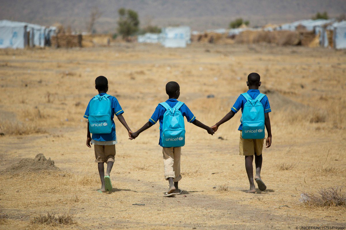Children walk home after school at the Minawao refugee camp in Northern Cameroon #BringBackOurChildhood