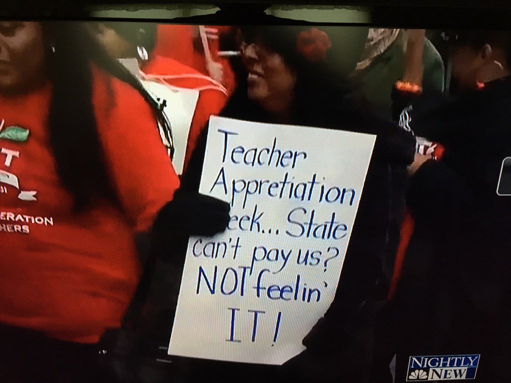 Detroit teachers call in sick and can't spell. #learntospell #detroitsickout