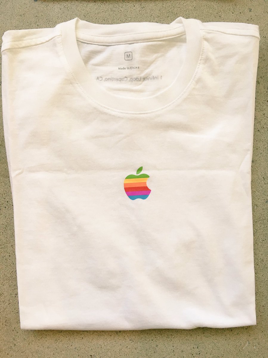 cabel's tweet photo. It is INCREDIBLY awesome that these are official Apple shirts. 😍 Available only at the 1 Infinite Loop Apple Store. https://t.co/TI0Eb1F57e