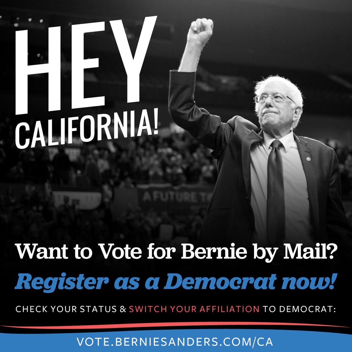 BernieSanders's tweet photo. California: you can VOTE EARLY for Bernie before the June 7th primary. Check your vote-by-mail registration status! https://t.co/UnYYKRsrGr