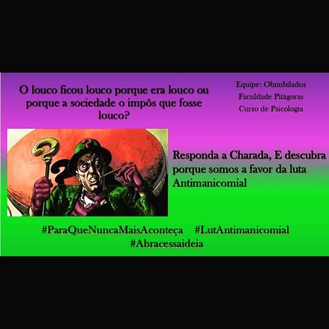 Taynarachs's tweet photo. O louco ficou louco porque era louco ou porque a sociedade o impôs que fosse louco? #luta_antimanicomial #obnu2016 https://t.co/XXptiIRUwL