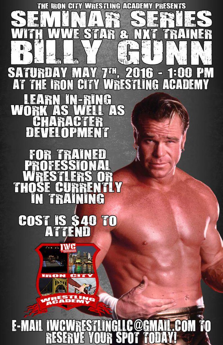 IWCwrestling's tweet photo. 5 days left to reserve your spot to learn from one of the best teachers in wrestling! @RealBillyGunn https://t.co/bb3UZhGgfU