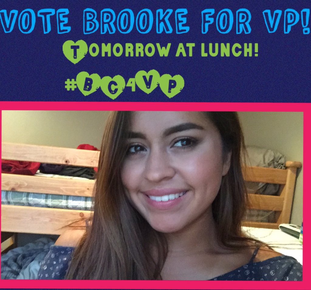 llxxhand's tweet photo. VOTE FOR BROOKE TOMORROW AT LUNCH!!! #BC4VP ❤️ https://t.co/8fL16xR9mg