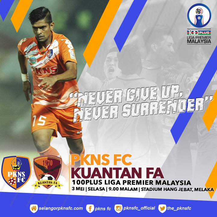 the_pknsfc's tweet photo. MATCHDAY!! Liga Premier | PKNS FC vs KUANTAN FA | Selasa | 3 Mei 2016 | Stadium Hang Jebat, Melaka | 9 Malam https://t.co/8srv3qg1ue
