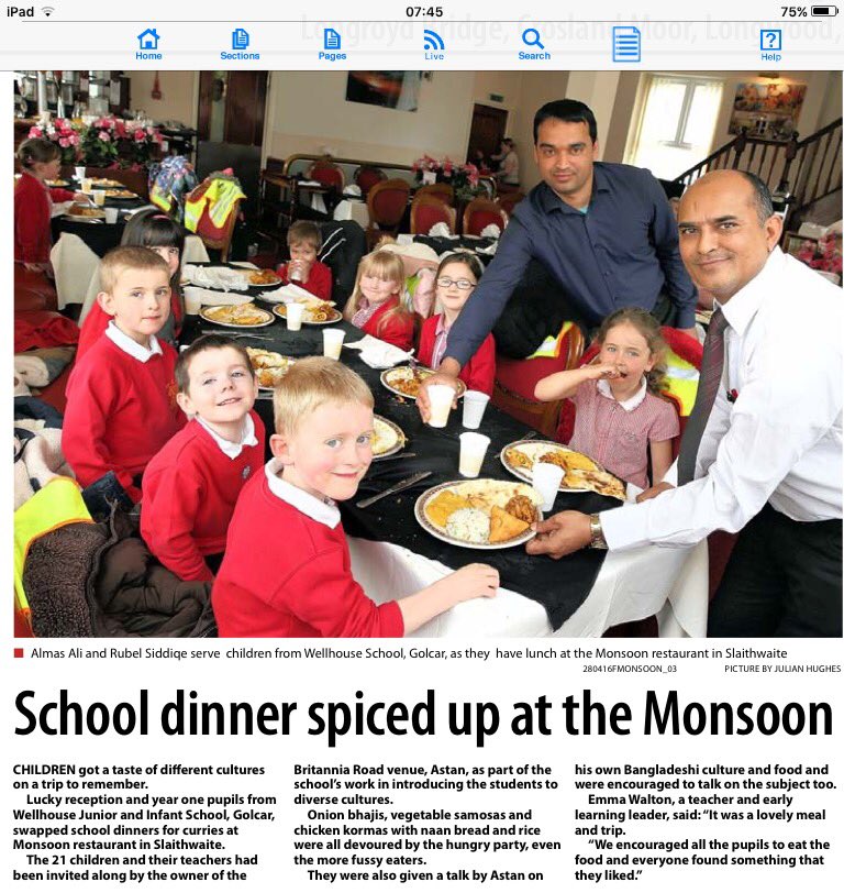JasonMcCartney's tweet photo. Great to read about children from Wellhouse J&amp;I school enjoying a spicy school dinner at Monsoon in Slaithwaite https://t.co/kLU1FabGbe