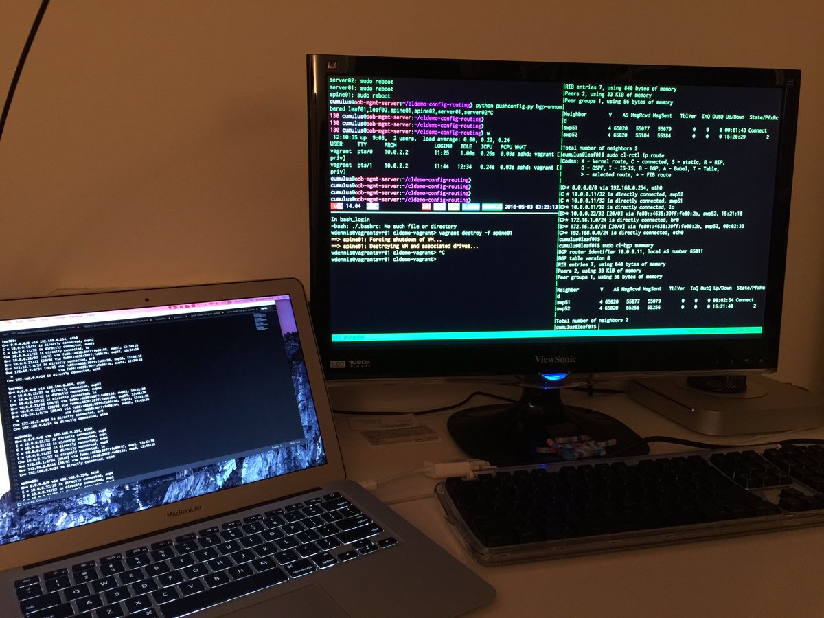 WillardDennis's tweet image. Status: Getting my #cumuluslinux lab on #NetDevOps