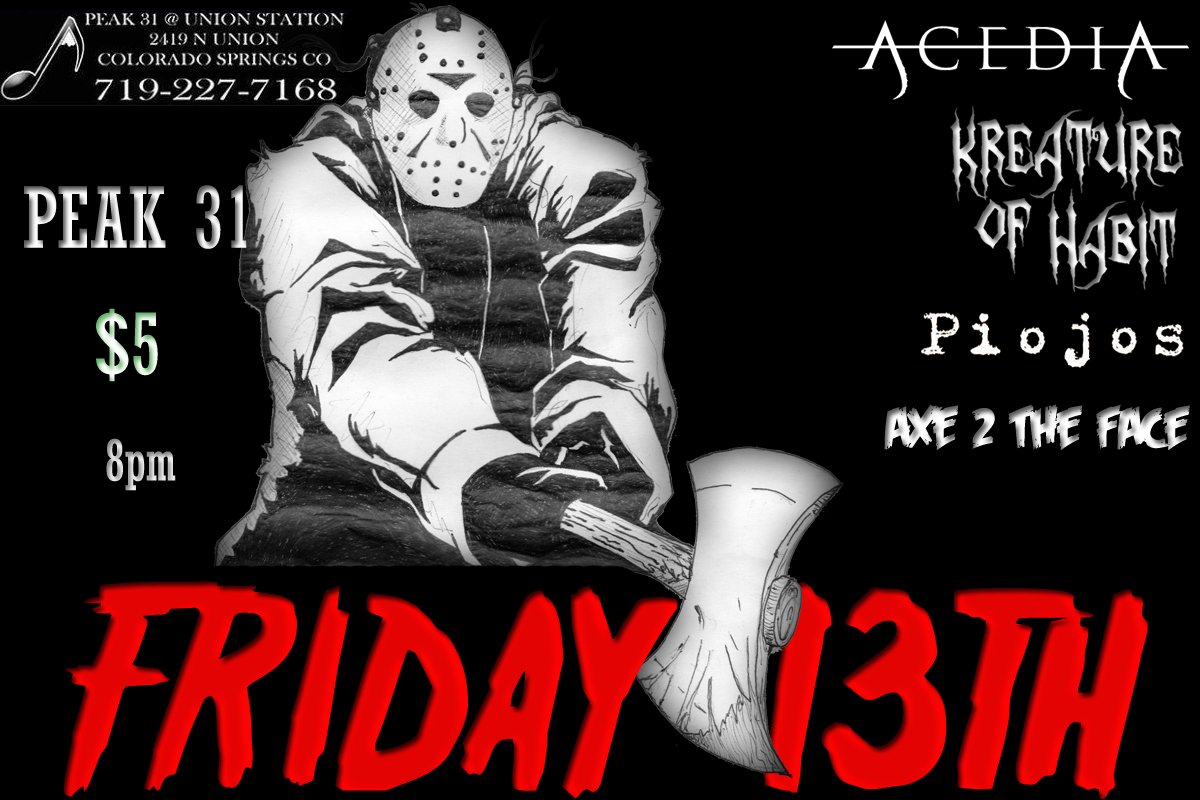faceaxe's tweet photo. Friday the 13th at Peak 31 in C Springs
#Metal https://t.co/piaiS8HpKK