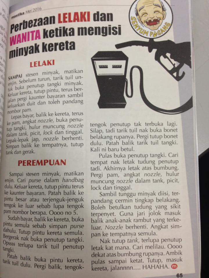 izizree's tweet photo. Beza laki dgn perempuan bila isi minyak. https://t.co/5qRXNnuDSV