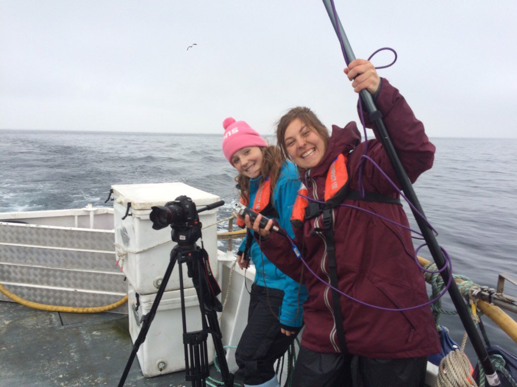 Newquaycrab's tweet photo. @cornwallgoodsea @F_Flashman Felicity and Ida Olsen filming #Newquay #crabs &amp; #lobsters on boat https://t.co/n1cxZH5DKf