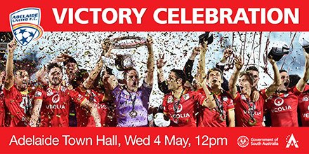 CityofAdelaide's tweet photo. Celebrate our Champions @AdelaideUnited at @AdelTownHall at 12pm tomorrow https://t.co/KDpHH7GRq9 #AUFC #PaintSARed https://t.co/Jvd6fTJZvM