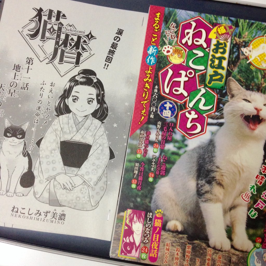 美濃 A Twitter 宣伝 5 2 お江戸ねこぱんち十四 発売 お江戸は雑誌リニュアールのため今号まで 猫暦は 第十一話 地上の星天上の花 で最終回です お別れは寂しいですが また江戸や猫好きの方に読んでいただける機会がきますよう願っています