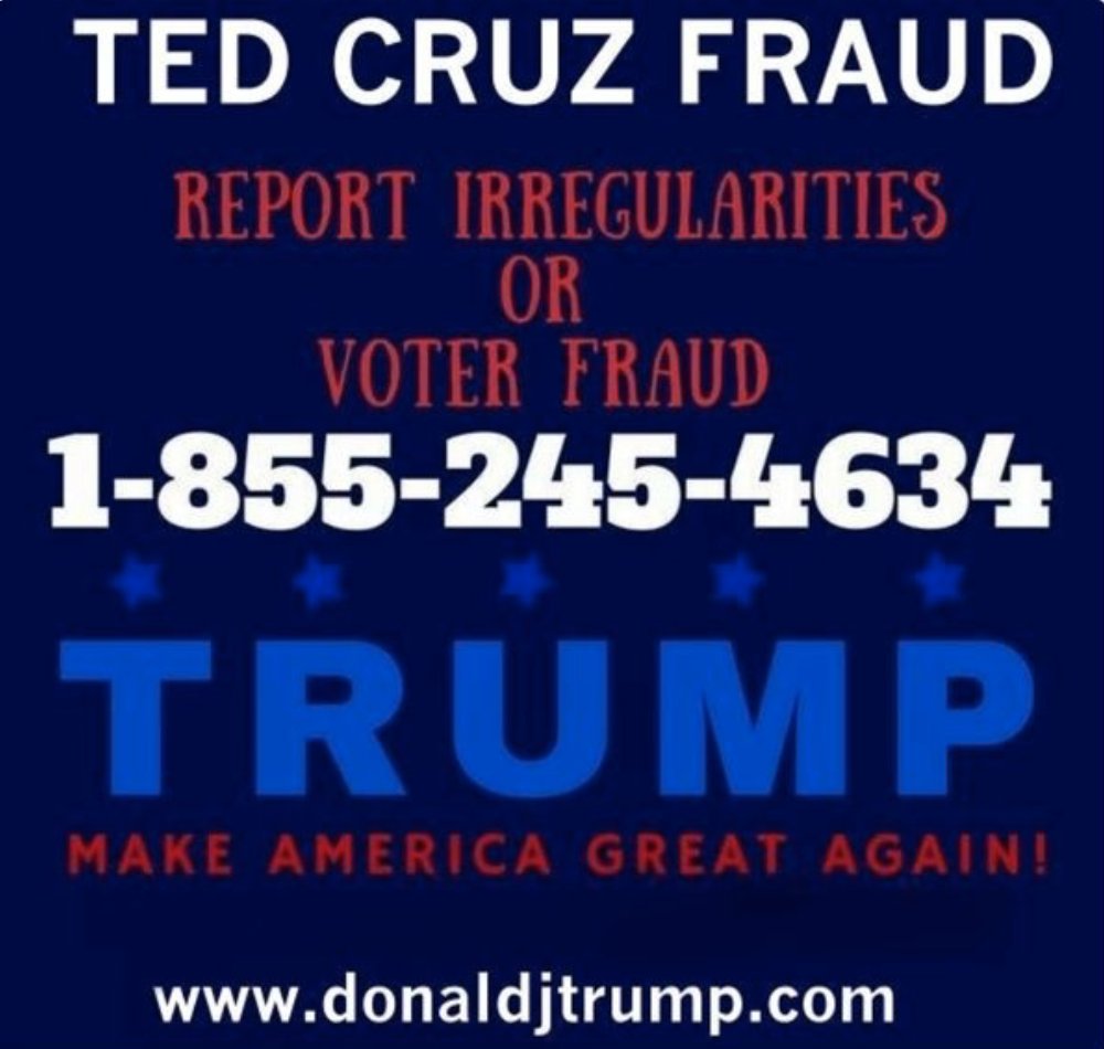 RichardWeaving's tweet photo. INDIANA Report Any Voter fraud against @realDonaldTrump help us unseat illegally elected @TedCruz delegates https://t.co/HPsCwI6Q6J