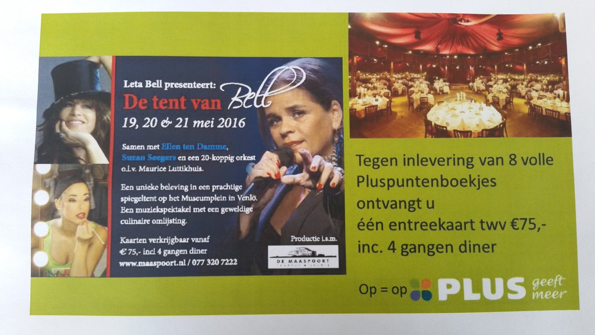Extra voordeel op #detentvanBell
Culinair genot in een top show met @LetaTwit <a href="/SuuSseegers/">Suzan Seegers SuuS</a> <a href="/tendamme/">Ellen ten Damme</a> en groot orkest