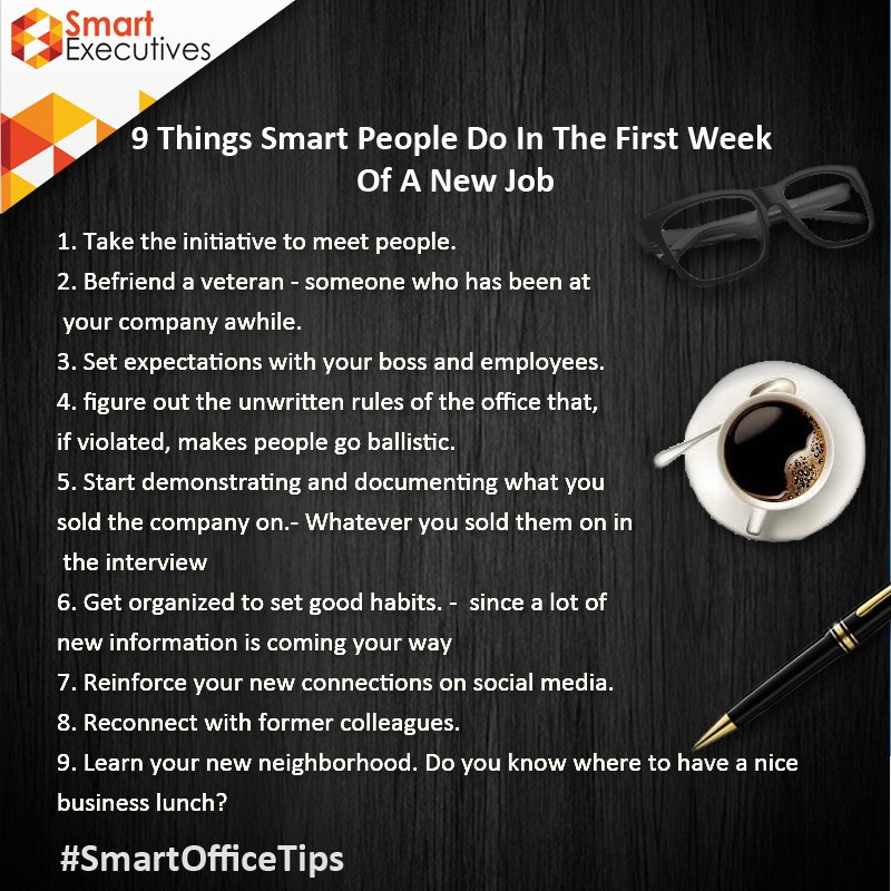 SmartxHub's tweet image. #SmartOfficeTips 

9 Things Smart People Do In The First Week Of A New Job 

Make Smart Moves