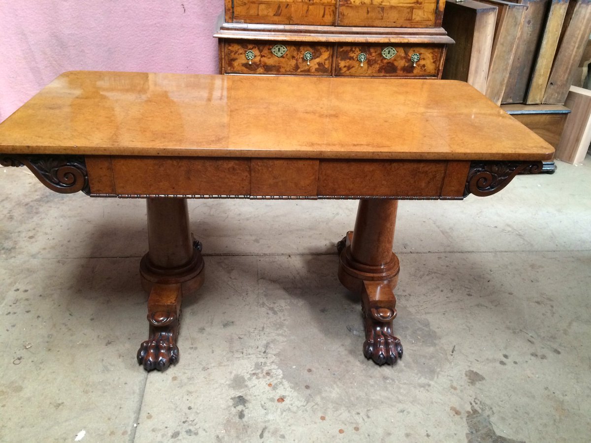 RPywell's tweet photo. A beautiful burr Amboyna sofa table ready for the shop. https://t.co/wl9O7zu97Q