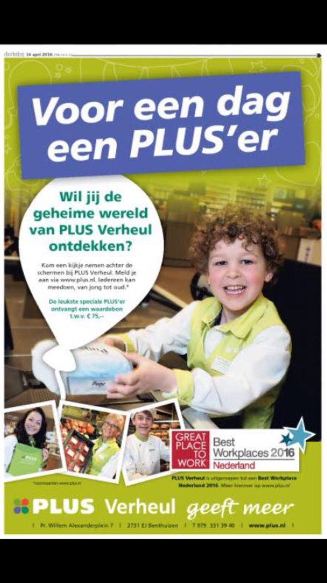 Kijk hoe tof! Deze jongens van 8 &amp; 11 jaar zijn vandaag voor één dag een #PLUS'er bij <a href="/PLUSVerheul/">PLUS Verheul</a>! @plussupermarkt