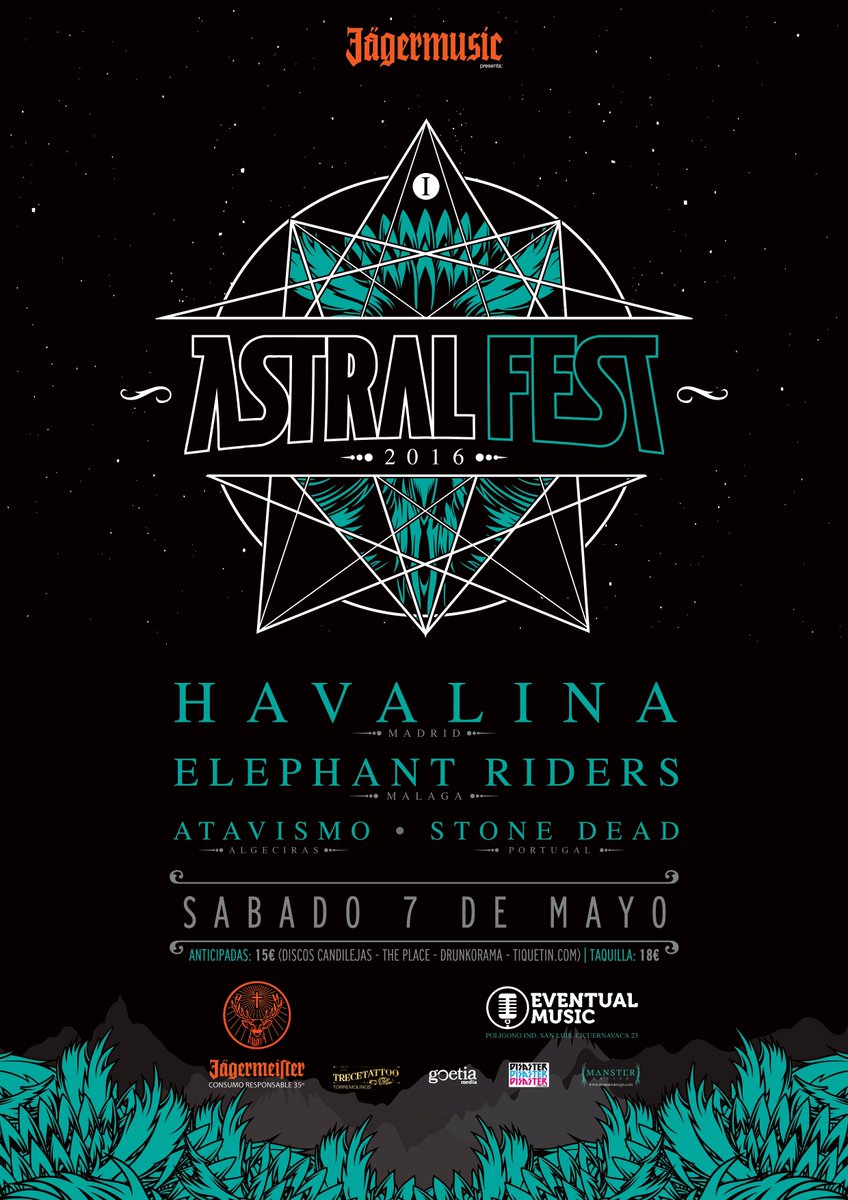 Cartel definitivo del <a href="/AstralFestMlg/">Astral Fest</a> que se celebra este sábado en Málaga! @JagermusicSpain <a href="/HavalinaMadrid/">Havalina</a>
