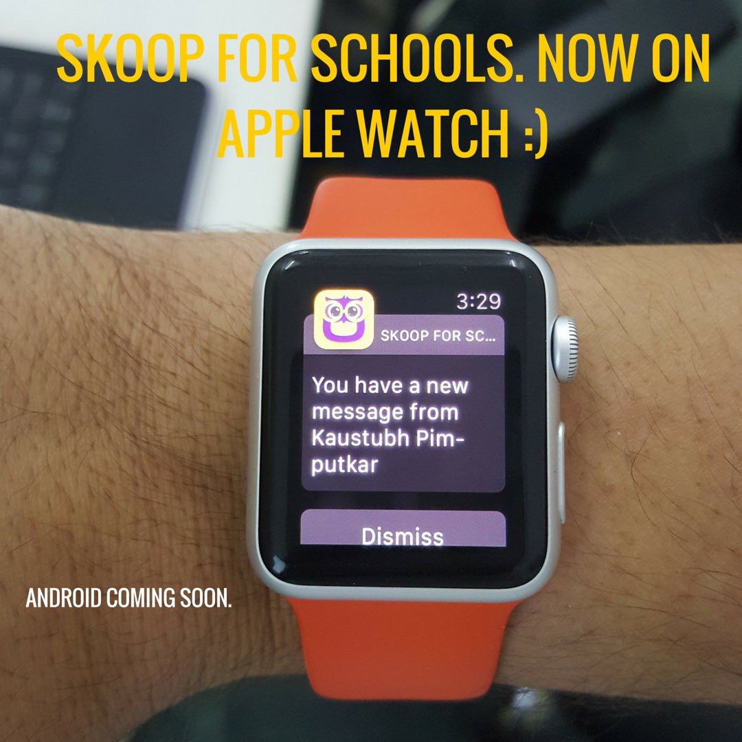 SkoopCollege's tweet photo. Work hard, sync harder. Skoop apps now with Apple watch :) #skoop #apple #watch #social #network #schools #startup https://t.co/Mvab1Z3ltf