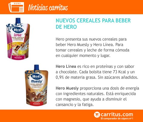 Nuevos cereales para beber de <a href="/Hero_Spain/">Hero España</a>: Hero Línea y Hero Muesly goo.gl/zsLDBY vía <a href="/Revista_Gondola/">Revista Góndola</a>