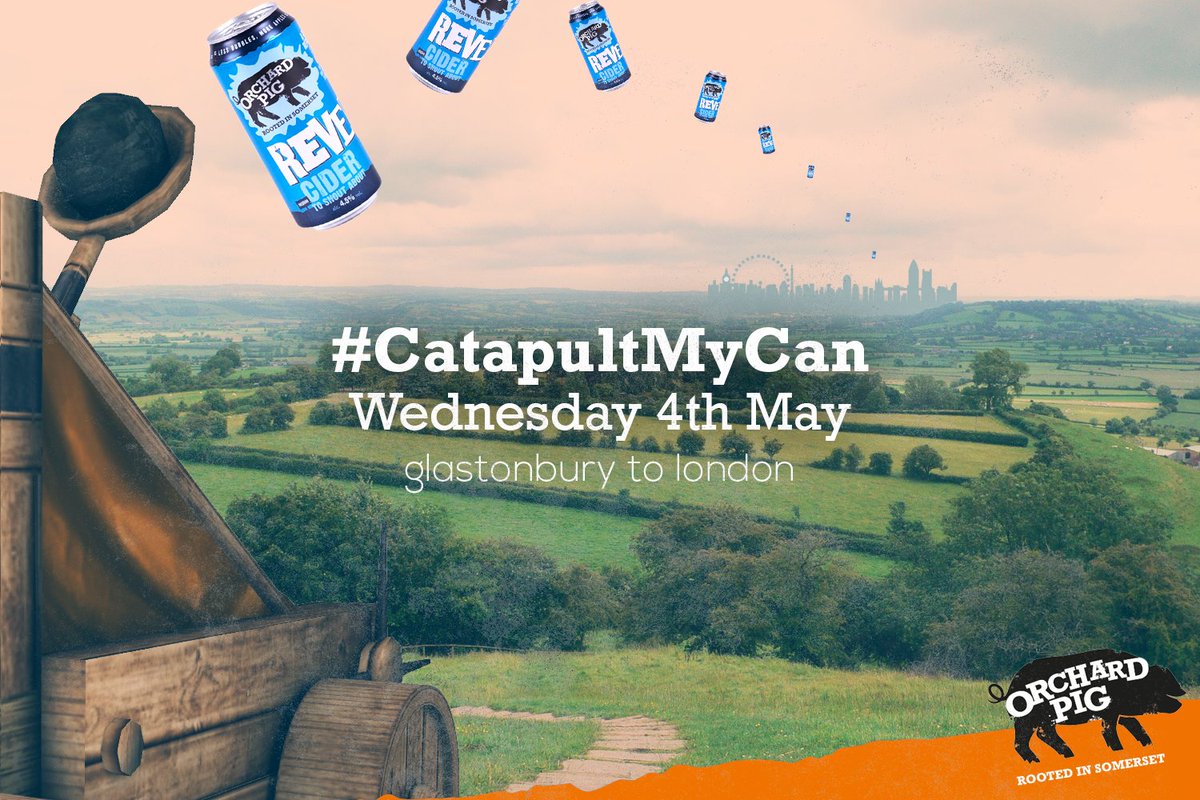 Orchardpig's tweet photo. Use #CatapultMyCan tomorrow to bag yourself one of our NEW CANS of reveller all the way from Glasto! https://t.co/QVSC6icoC9