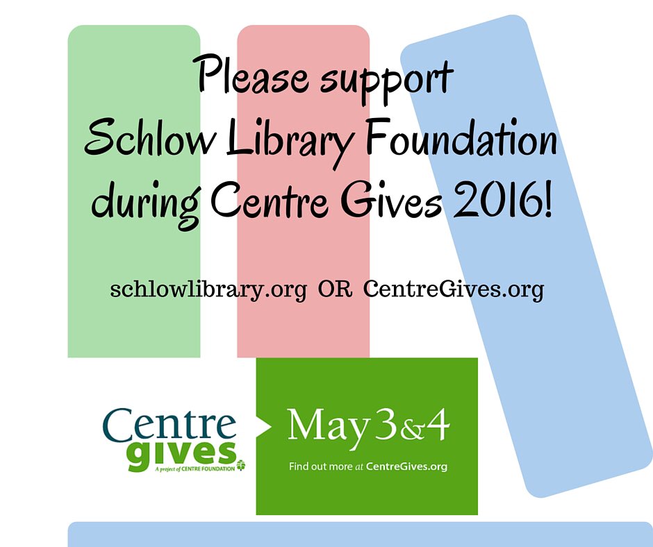 SchlowLibrary's tweet photo. #CentreGives is on thru 6pm tomorrow! @schlowlibrary https://t.co/Bmk3OF9WiU @CentreFNDN Please RT &amp; thank you! 😀 https://t.co/uPrzSlaJpG