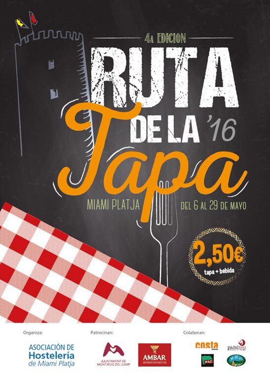Us recordem que el proper 6 de maig comença la 4a edició de la Ruta de la Tapa de #MiamiPlatja. Fins al 29 de maig.