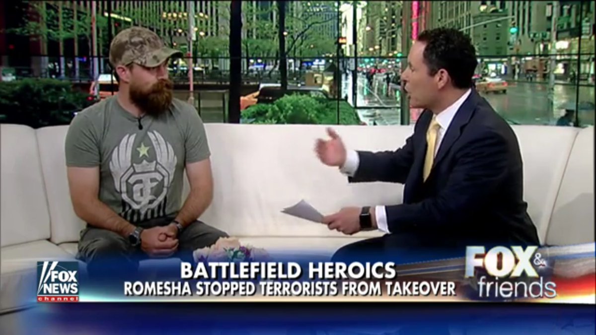 openthecagegear's tweet photo. https://t.co/4MqtLPdYii Medal of Honor Recipient Clint Romesha rocking his @openthecagegear LIVE on Fox and Friends https://t.co/dKNhqTt2md