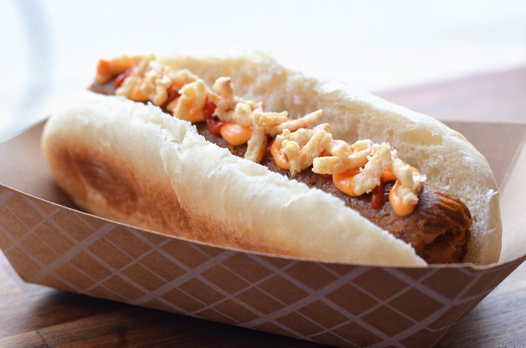 No sandwiches today but hot Sriracha brats are available! 🔥 #nempls #Minneapolis #veganbutcher