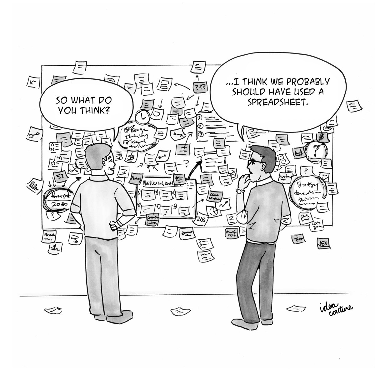 ideacouture's tweet image. The problem with using #postitnotes in your #iterativeprocess or #creativeprocess 
#ICComics
