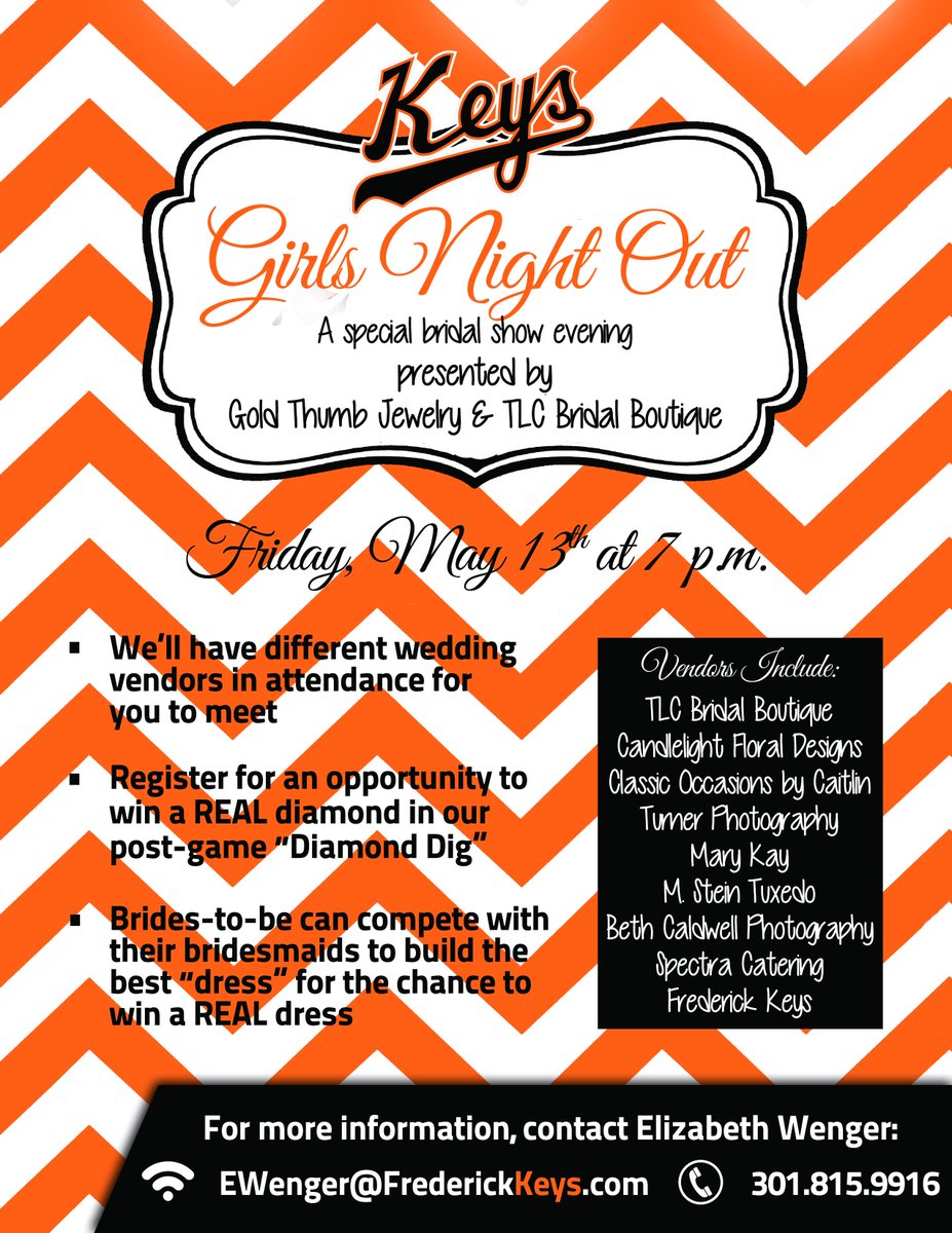 msteintuxedos's tweet photo. Come out for a great night of FUN @FrederickKeys Girls Night Out on 5/13 - We'll be there. #FrederickWedding #MStein https://t.co/yU7Hcpl36M