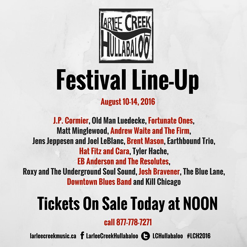 ANNOUNCING! Festival line-up for 2016! Tickets and passes on sale at NOON! #LCH2016