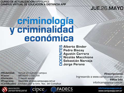 cipce's tweet photo. @pensapenal y #CIPCE se unen para dictar un nuevo curso "Criminología y Criminalidad Económica". https://t.co/kBxRYN6bcR