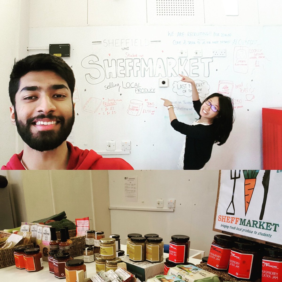 SheffMarket's tweet photo. Last market of the year come down to the SU Foyer to buy local produce! Also ISC selling cupcakes! @SheffieldSU https://t.co/BFcbEHGZlX