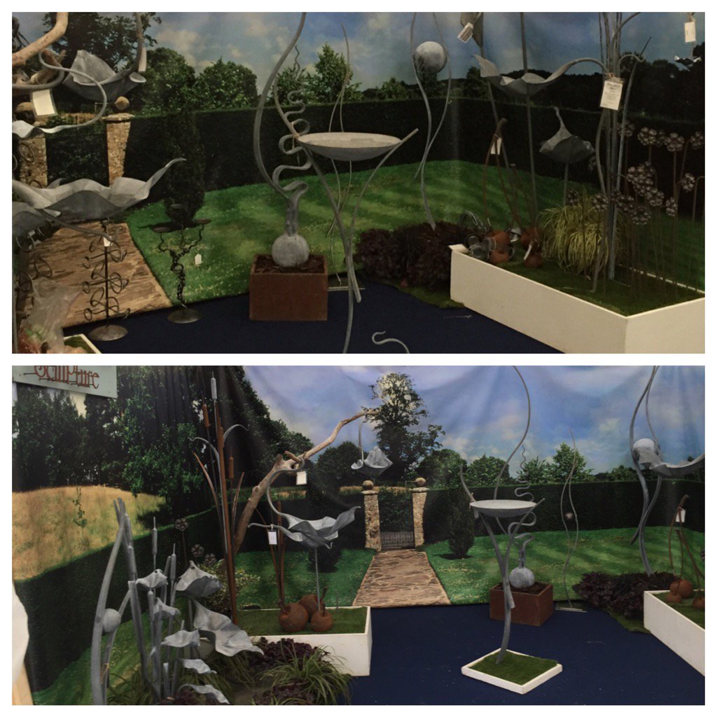 Ruttersuk's tweet image. @IanGSculpture #largeformatbanner decorates this stand @RHSWisley stunning sculptures &amp;amp; stunning picture @Ruttersuk