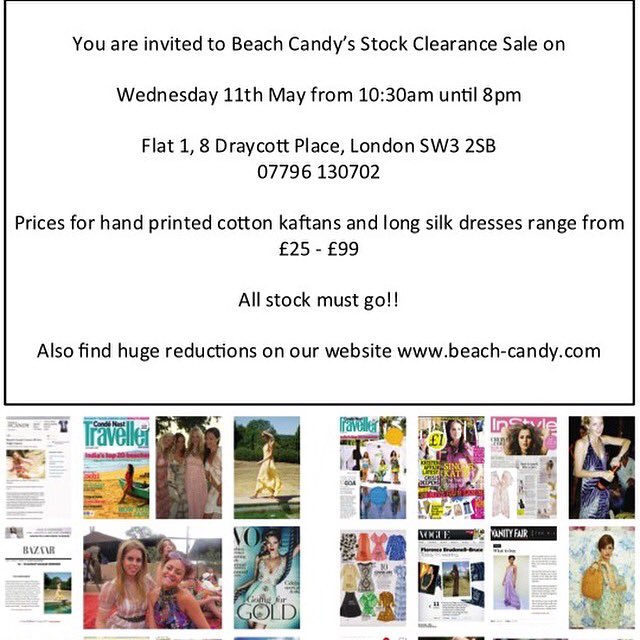 BeachCandyUK's tweet photo. Invitation: Beach Candy's Stock Clearance next Wednesday 11th May &amp; Discounts Online https://t.co/qYJ5GT6BAw https://t.co/4j6RC6b9p3